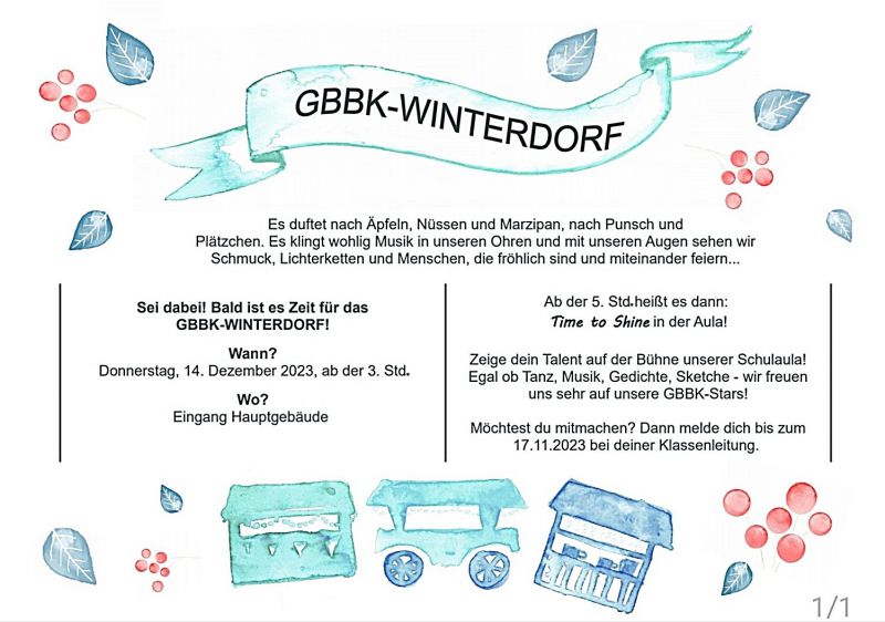 Sei dabei! Das GBBK-Winterdorf erwartet dich!